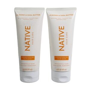 2 PACK Native Vegan Hair Deep Conditioner Strengthening Hair Mask w/ Almond 6 oz